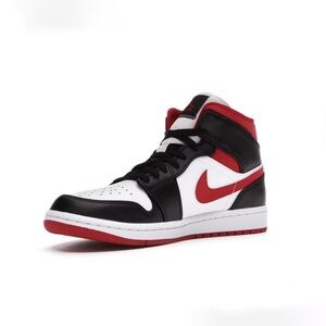 Jordan 1 Mid Sneakers (Gym Red Black White)